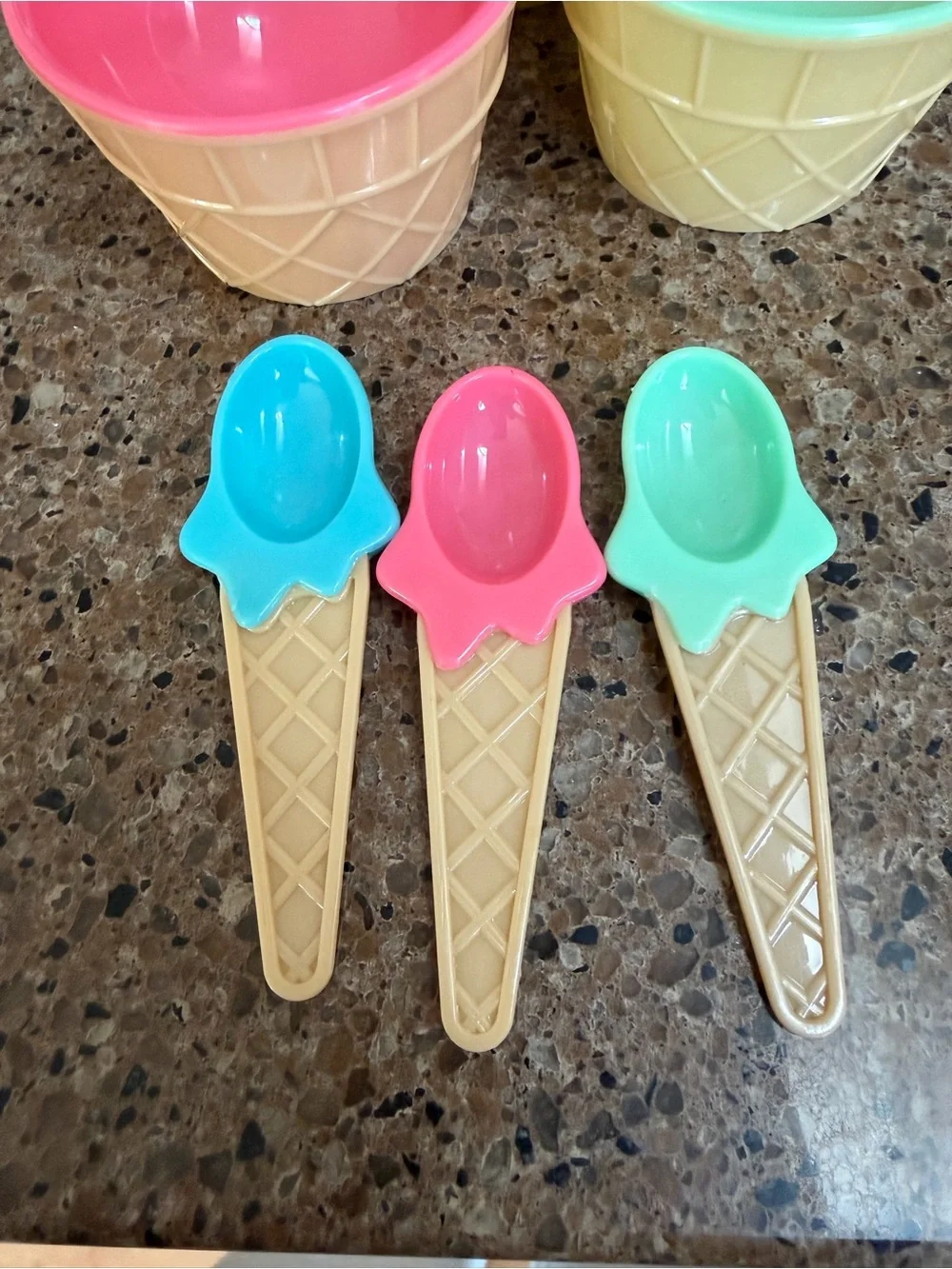 Colorful Ice Cream Scoop Bowls with Matching Spoons - Set of 3